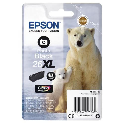 EPSON CART INK NERO FOTO PER XP-600/605/700/800 SERIE 26XL/ORSO POLARE