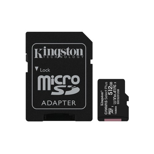 KINGSTON MICRO SDHC 512GB CANVAS SELECT 80R CL10 UHS-I CON ADATTATORE SD